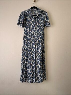 Trendyol Blue Floral Maxi Shirt Dress